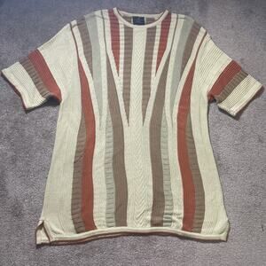 Bergati Xxl Textured Cable Knit Arcylic Cotton Sweater Tunic Dress Orange 90s